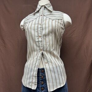 Vintage striped western style button up shirt